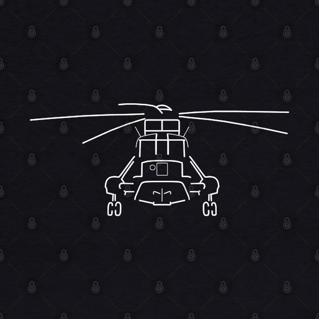 Westland Sea King classic helicopter white outline graphic by soitwouldseem